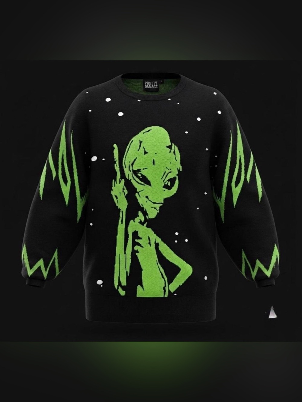 Pretty Damage Oversized Alien Knit Sweater Dress Long Sleeve